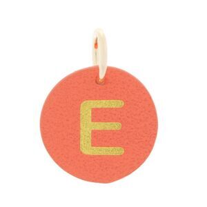 The Cuddle Collab Wear & Share Charm Faux Leather "E" Monogram in Orange